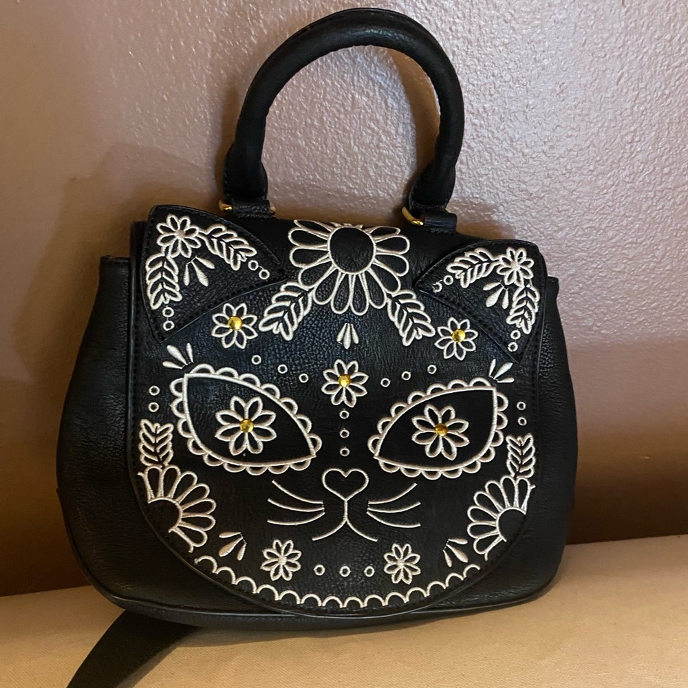 Black-Sugar-Skull-Day of the Dead Cat Crossbody by Loungefly